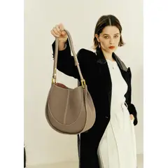 PUREPOWER - Bolso tipo sillín de piel auténtica para mujer