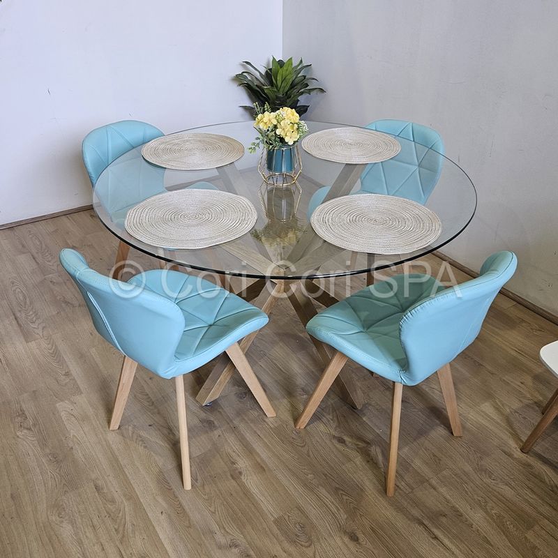 CORI CORI - Comedor Warwick 120cm + 4 Mariposa Wood Menta