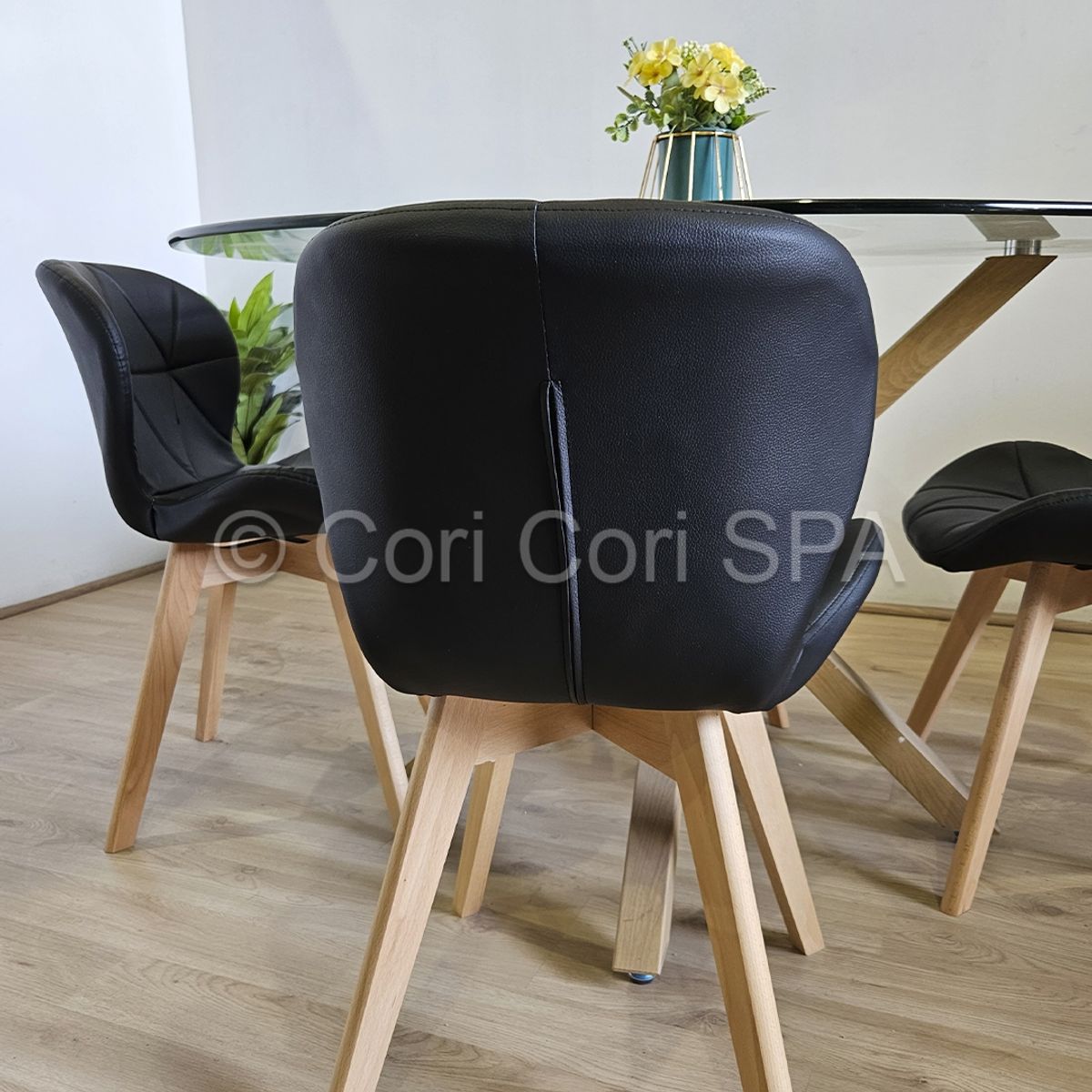 CORI CORI - Comedor Warwick 120cm + 4 Mariposa Wood Negro