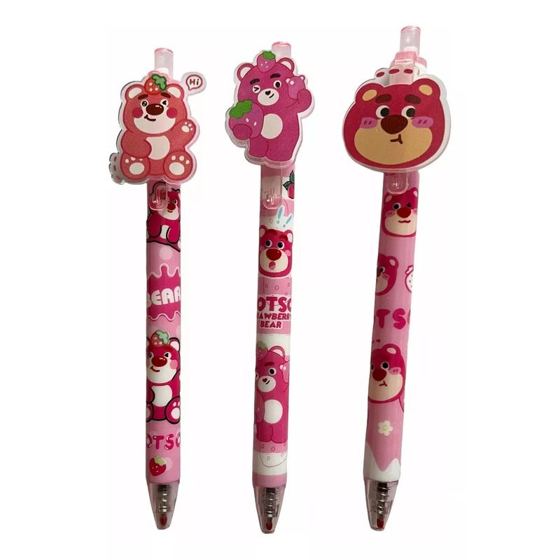 GENERICO - Set De 3 Lápices Tinta Diseño Lotso Kawaii