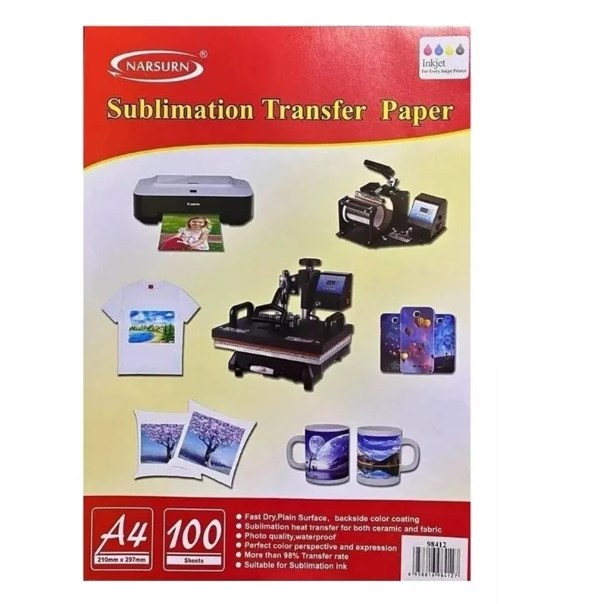 IRM - 10 Hojas Papel Sublimar A4 Papel Transfer