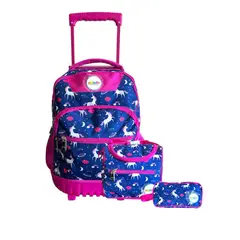 EKIZDE - Mochila escolar con Ruedas Tripack 30 litros- Unicornio Model