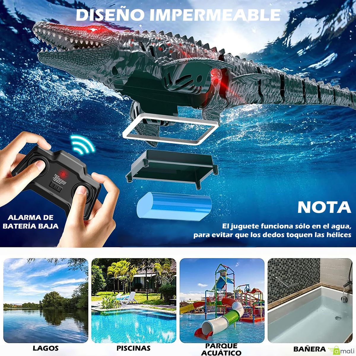 HOSHI - Dinosaurio Acuático Eléctrico a Control Remoto Verde