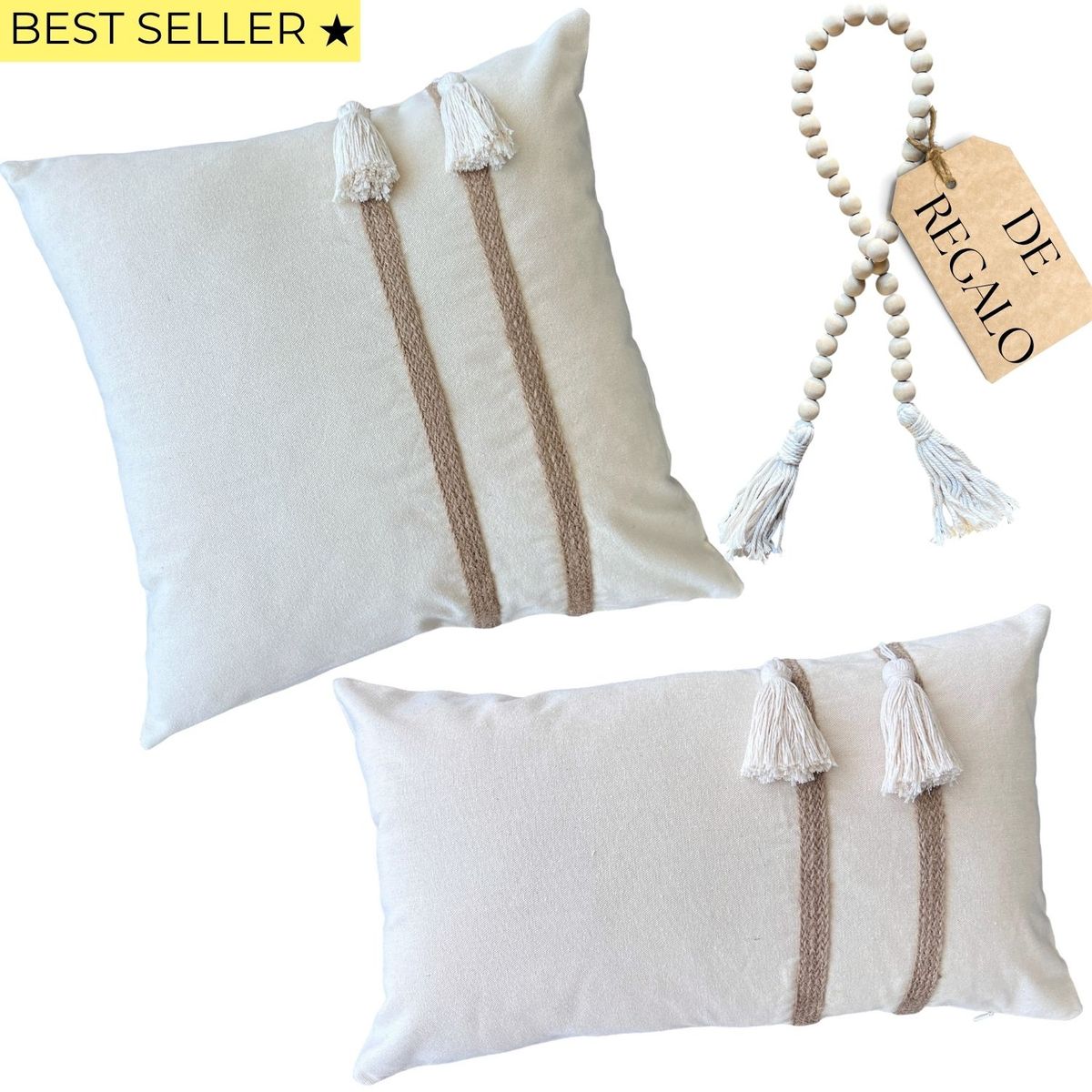 MANDIRHOME - SET 2 FUNDAS COJÍN SIMONA RÚSTICO + REGALO