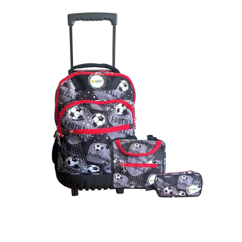 EKIZDE - MOCHILA ESCOLAR CON RUEDAS TRI-PACK 30 LITROS - SOCCER MODEL