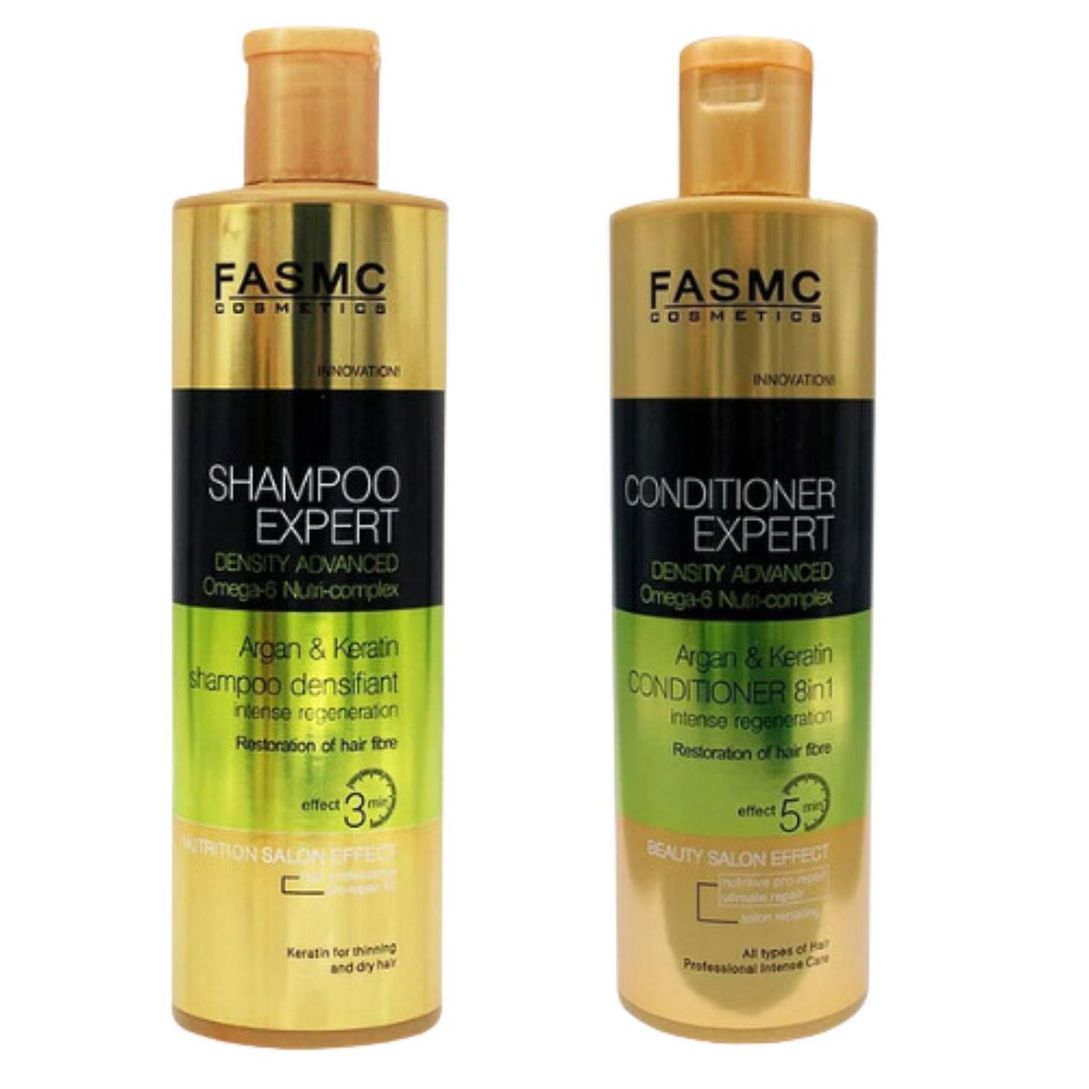 FASMC COSMETICS - Pack Shampoo + Acondicionador Expert Argan y Keratin 500ml