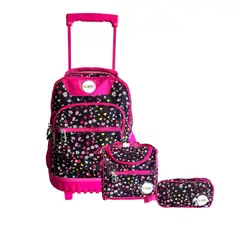 EKIZDE - Mochila escolar con Ruedas Tripack 30 litros- Flowers Model