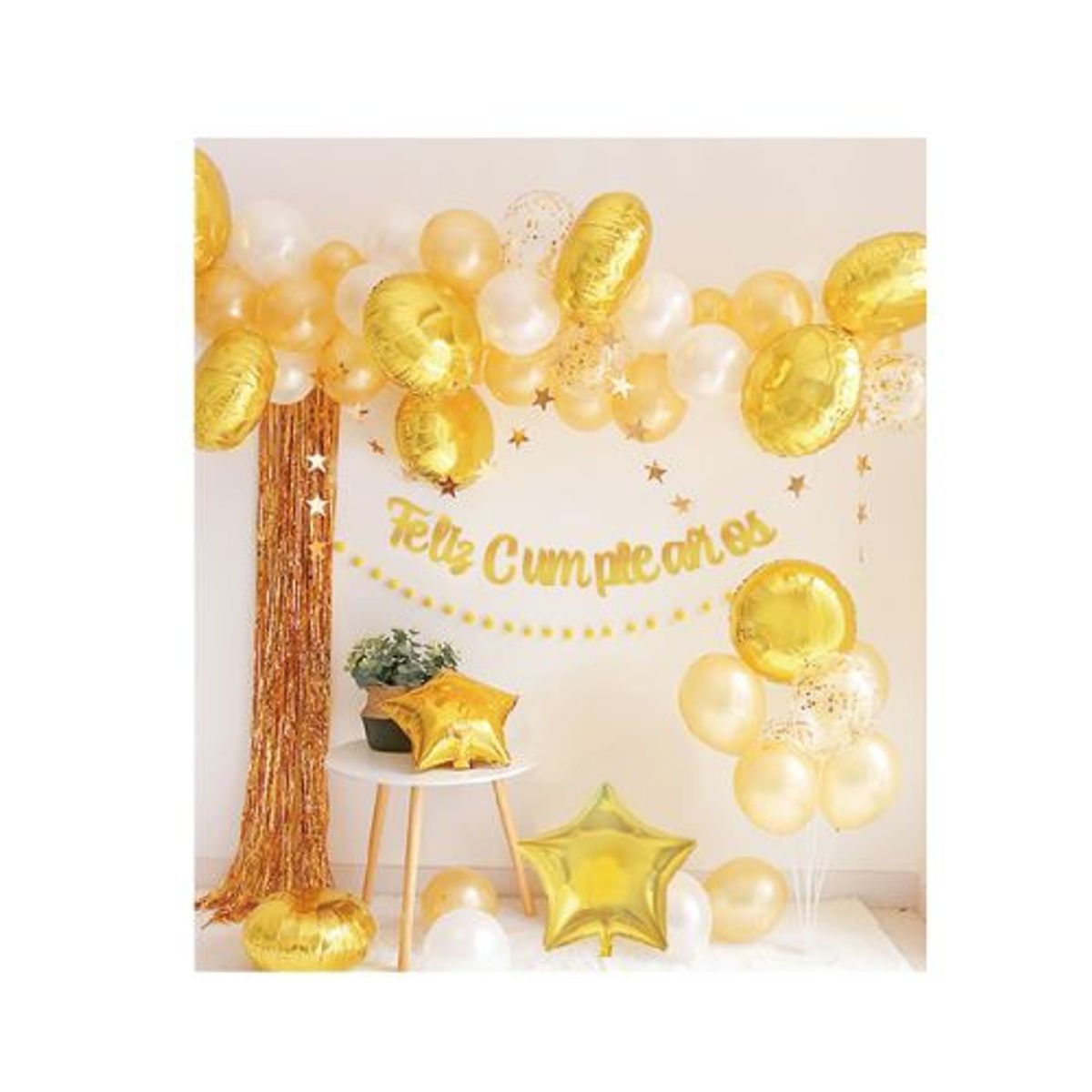 GENERICO - Traje Globos Color Amarillo Feliz Cumpleaños