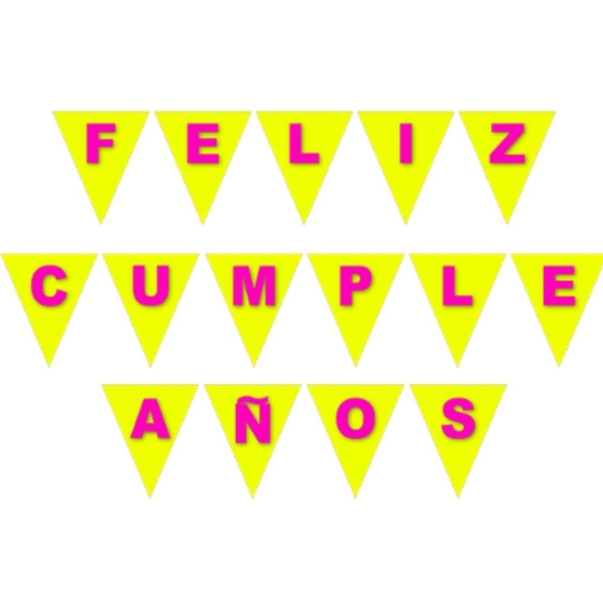 GENERICO - Banderín Guirnalda Feliz Cumpleaños Flúor 3d