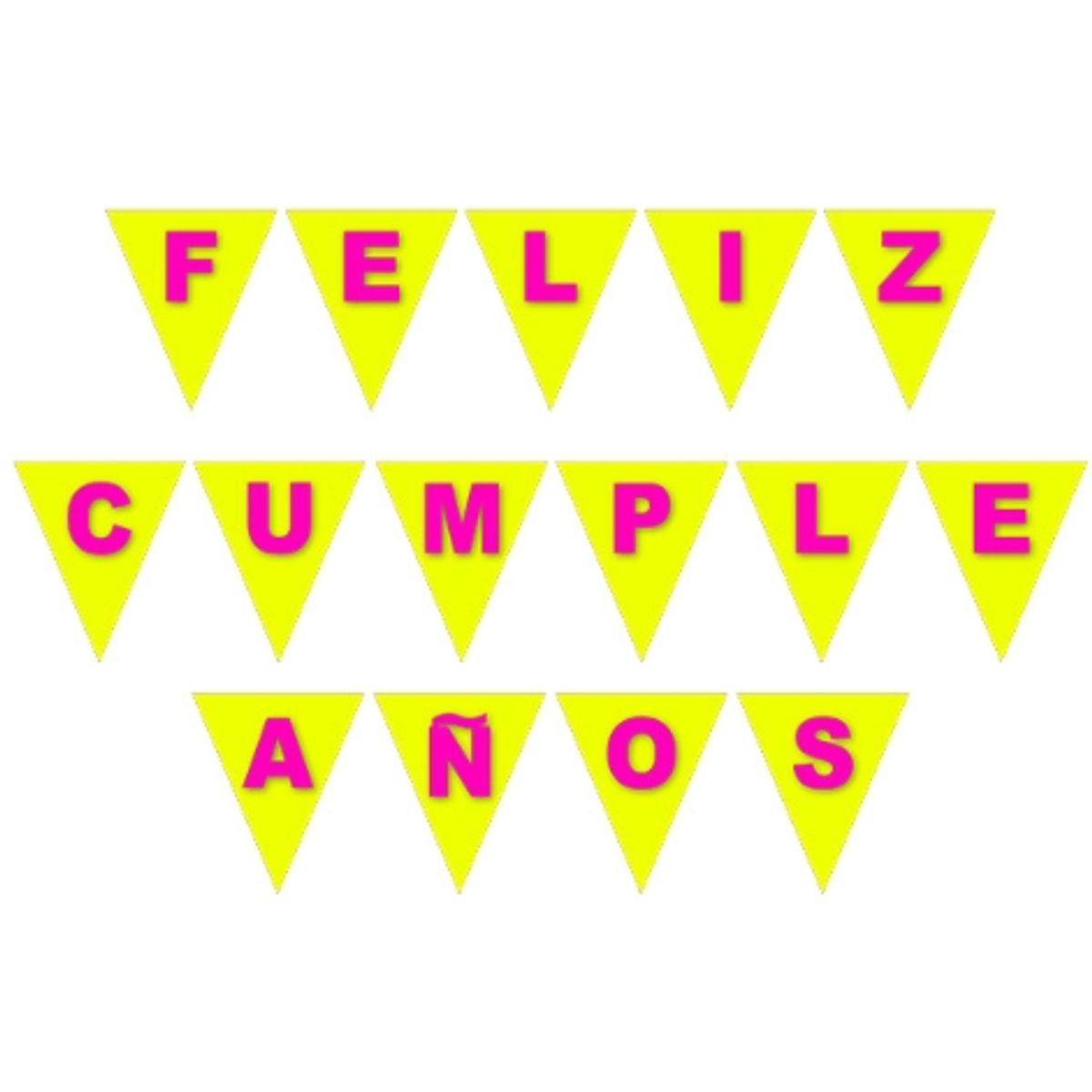 GENERICO - Banderín Guirnalda Feliz Cumpleaños Flúor 3d
