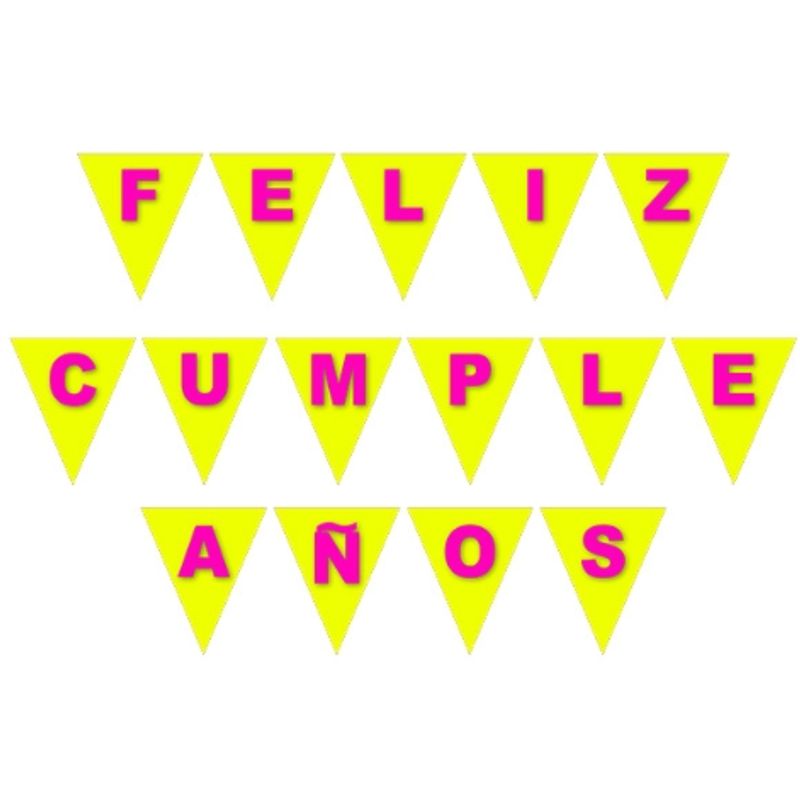GENERICO - Banderín Guirnalda Feliz Cumpleaños Flúor 3d