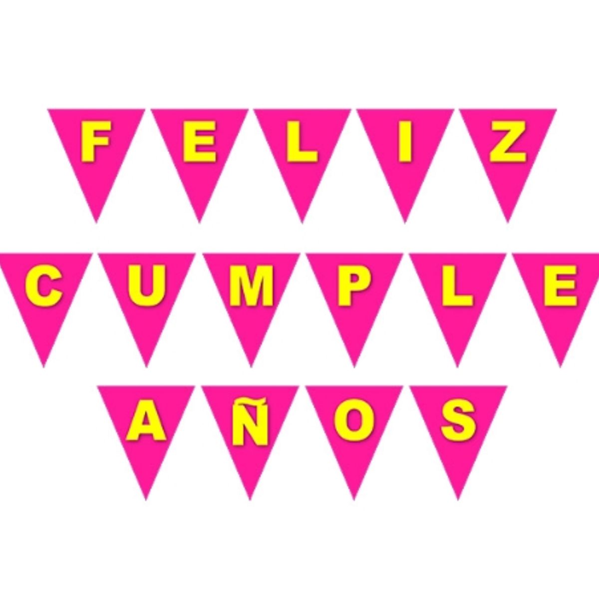 GENERICO - Banderín Guirnalda Feliz Cumpleaños Flúor 3d