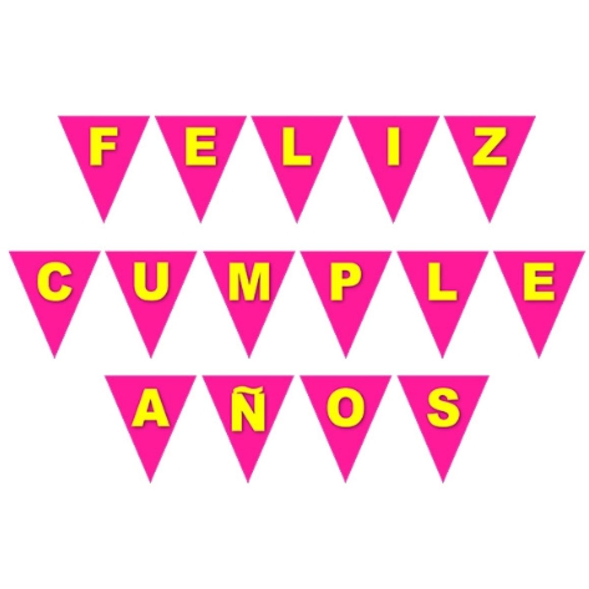 GENERICO - Banderín Guirnalda Feliz Cumpleaños Flúor 3d
