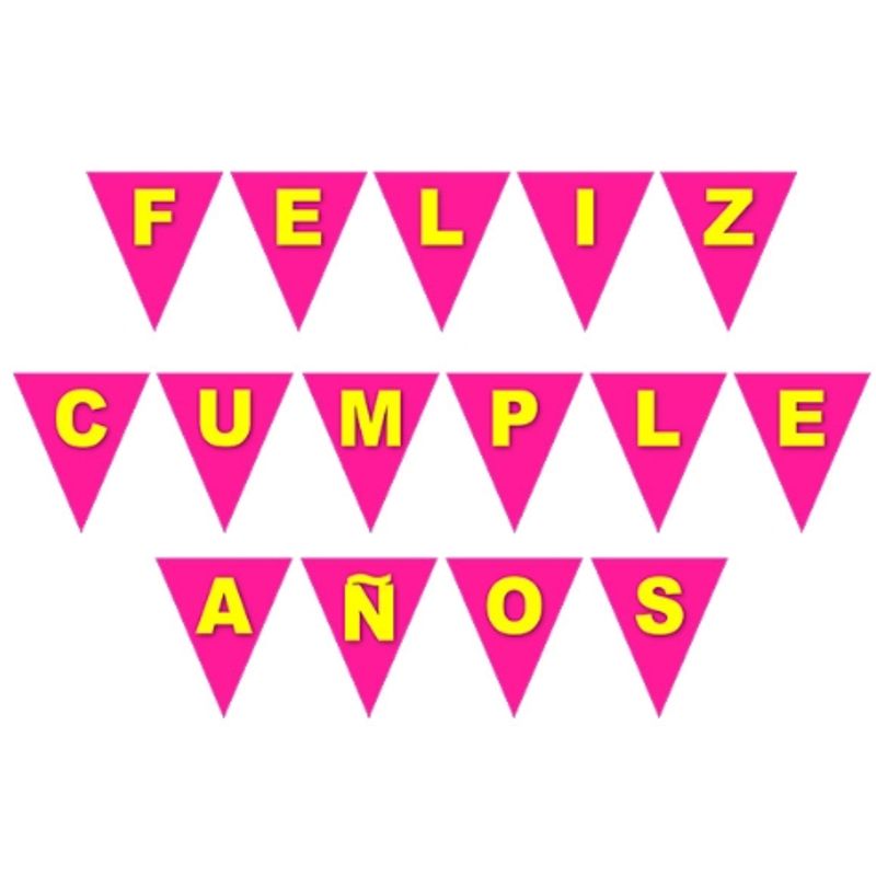 GENERICO - Banderín Guirnalda Feliz Cumpleaños Flúor 3d