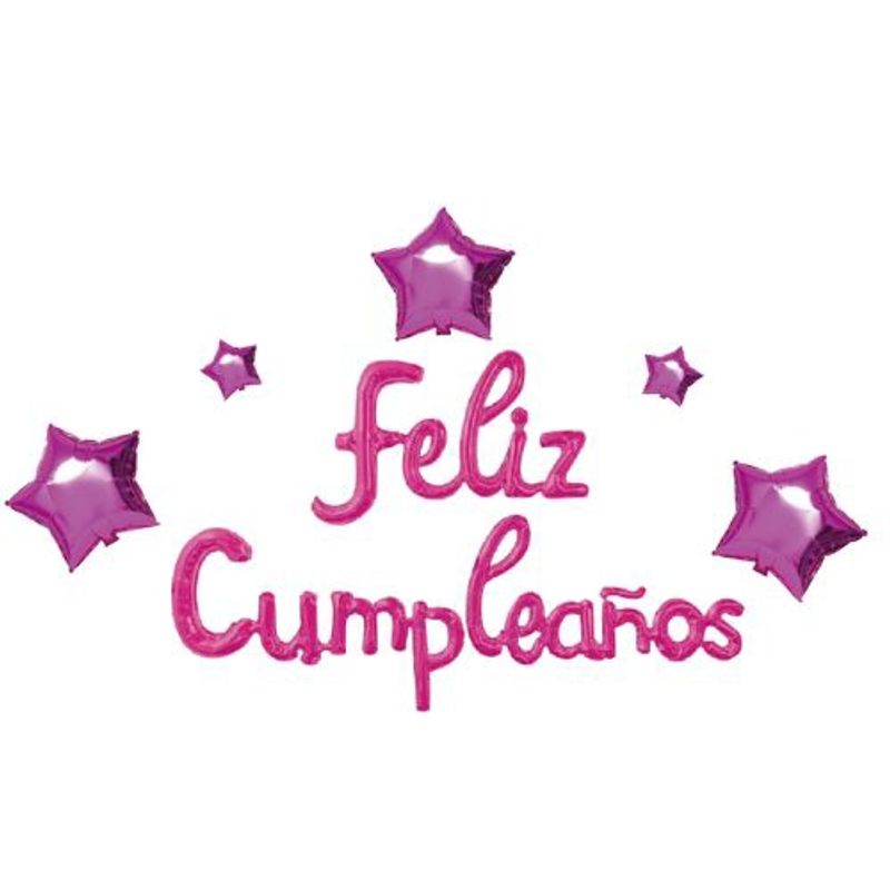 GENERICO - Globos Diseño Letras Feliz Cumpleaños Estrellas Morado