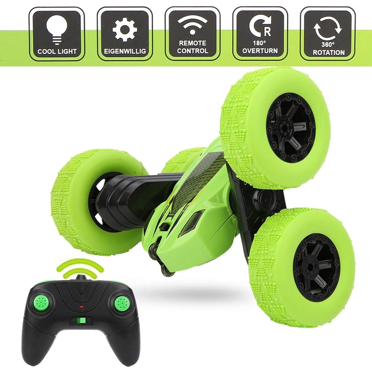 EDWINAYY - Auto Control Remoto Extremo Juguete Acrobtico 360 Grados/Verde