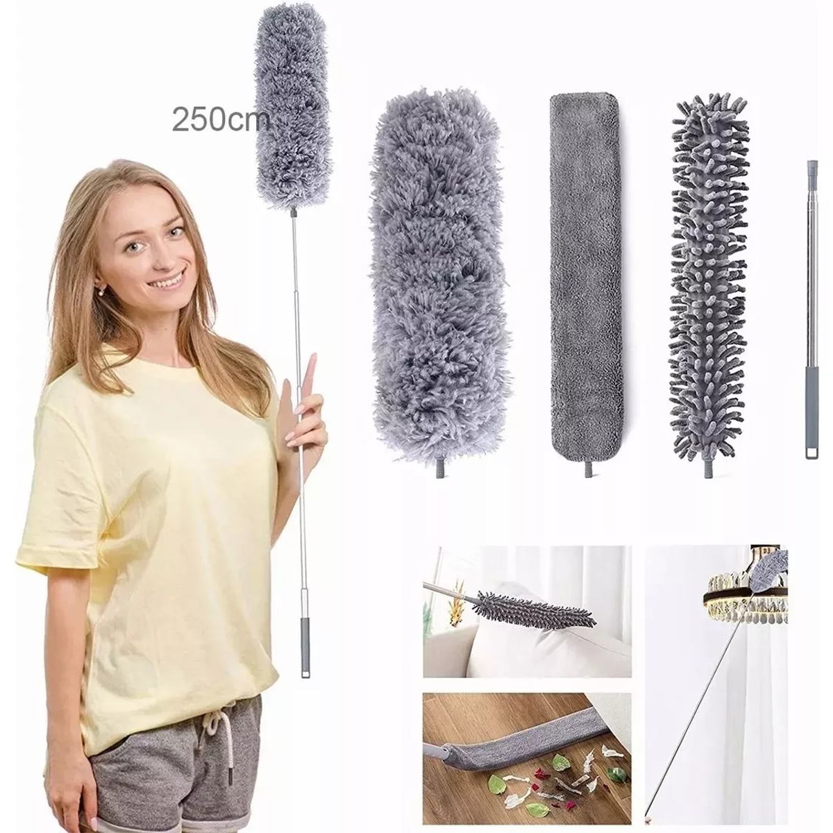 EDWINAYY - Plumero Retractil Microfibra Techo Extensión Limpiador Polvo