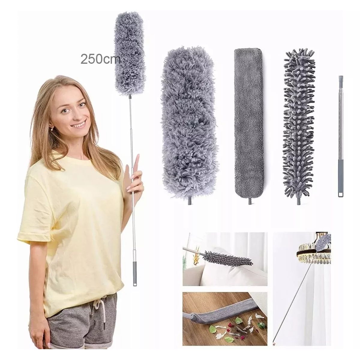 EDWINAYY - Plumero Retractil Microfibra Techo Extensión Limpiador Polvo
