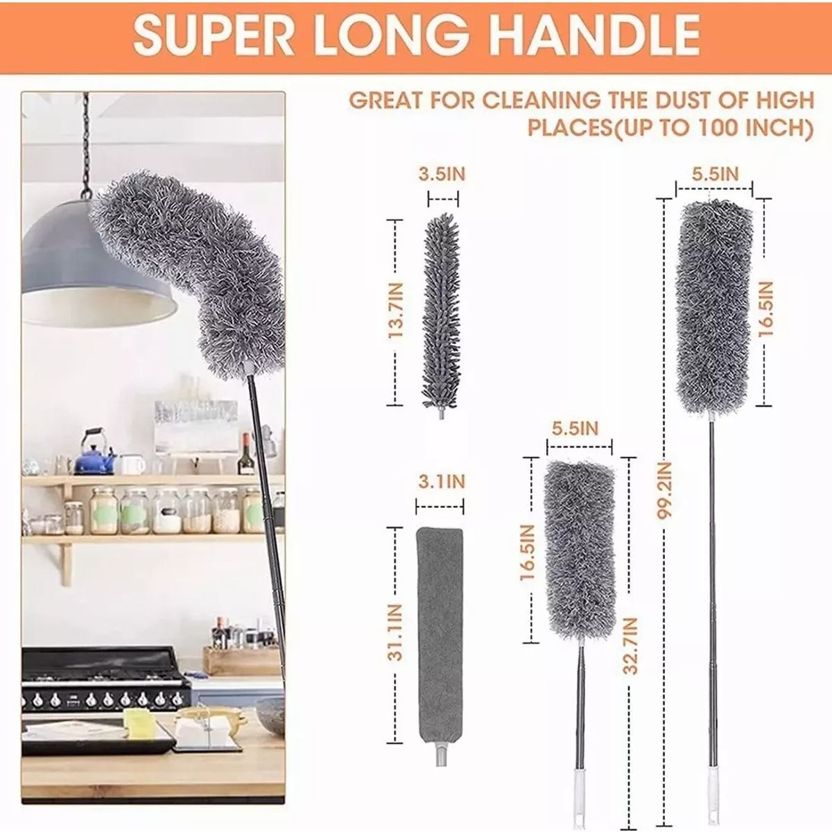 EDWINAYY - Plumero Retractil Microfibra Techo Extensión Limpiador Polvo