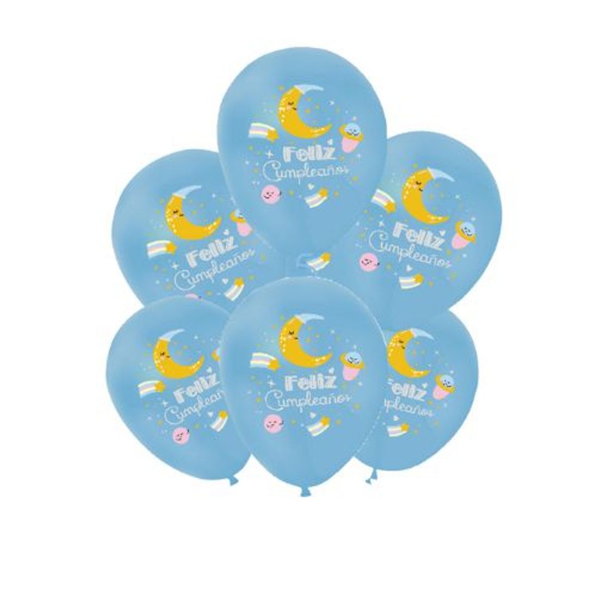 GENERICO - Globos Latex Feliz Cumpleaños Celeste 30 Cm