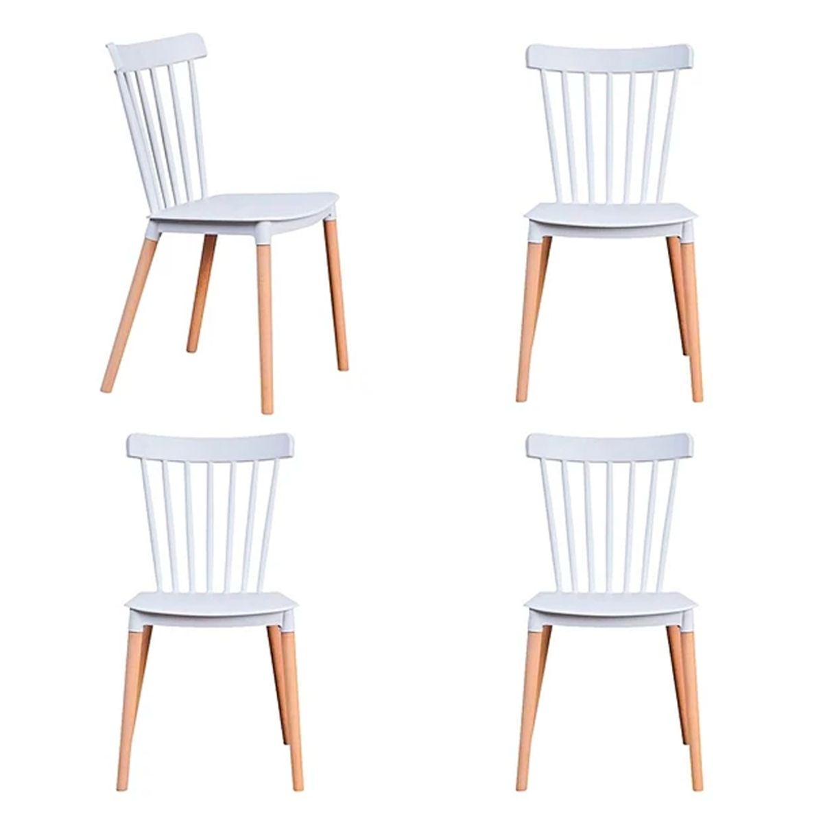 GENERICO - Pack de 4 Sillas Estilo Windsor BLANCO