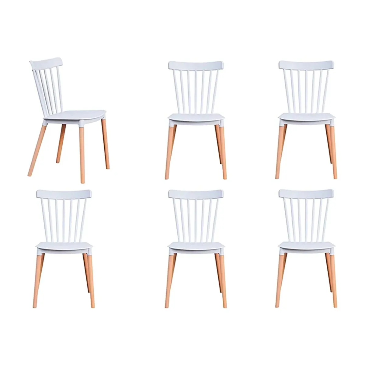 GENERICO - Pack de 6 Sillas Estilo Windsor BLANCO