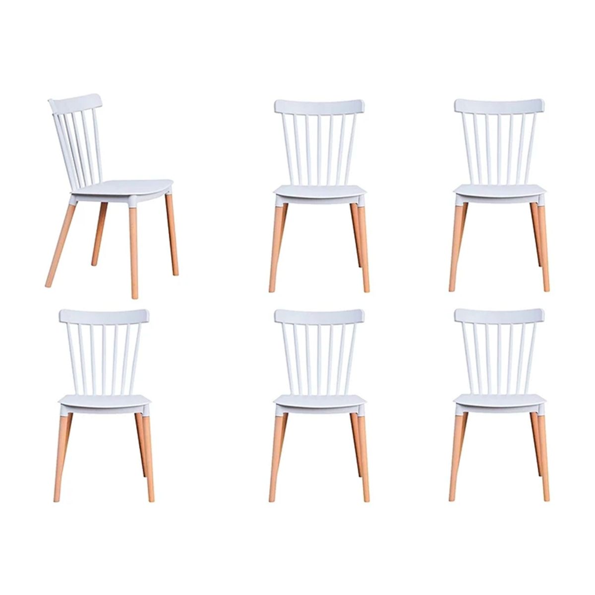 GENERICO - Pack de 6 Sillas Estilo Windsor BLANCO