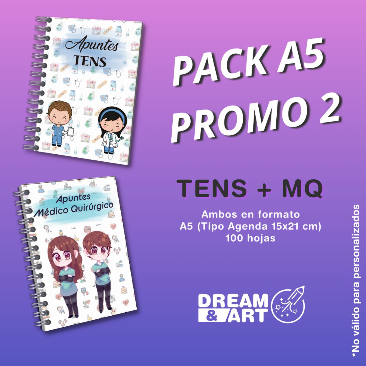 GENERICO - CUADERNO DE APUNTES TENS + MQ A5 - 100 HOJAS