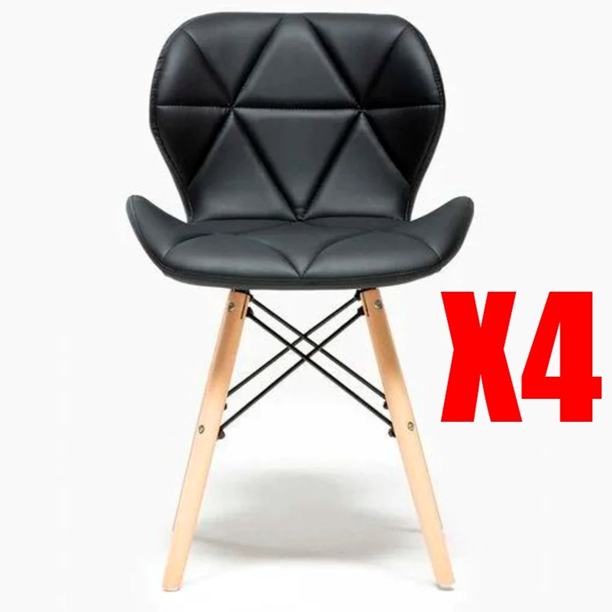 GENERICO - Pack de 4 Sillas Estilo Mariposa Eames NEGRO