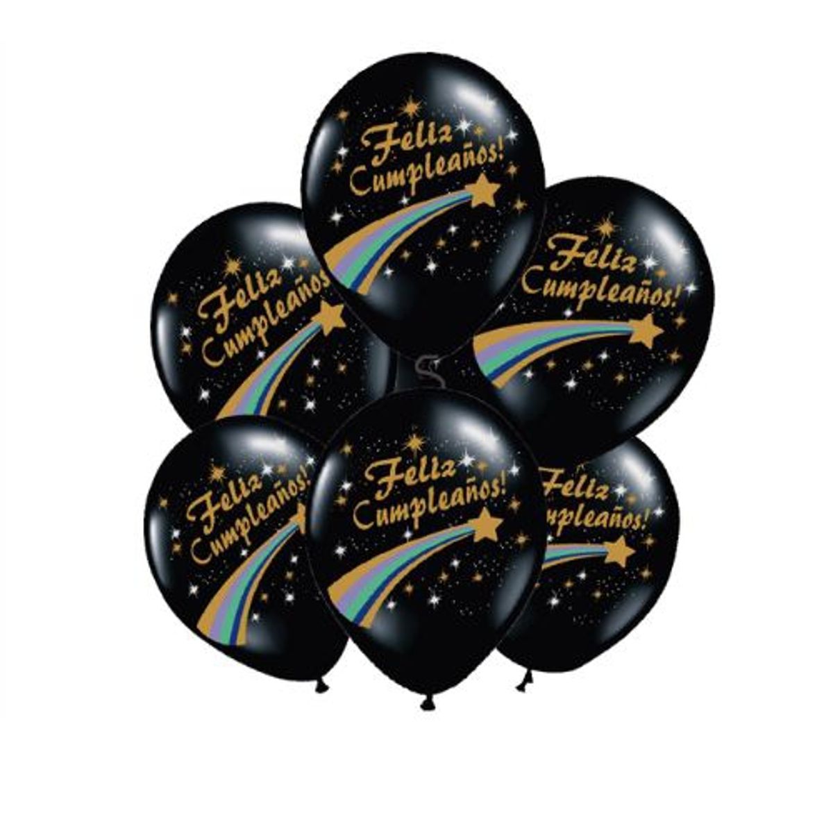 GENERICO - Globo Feliz Cumpleaños Latex Color Negro 30 Cm