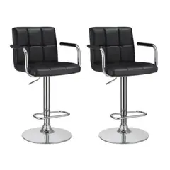 GENERICO - Pack 2 Piso Bar Con Respaldo Cuadrado Y Posa Brazos