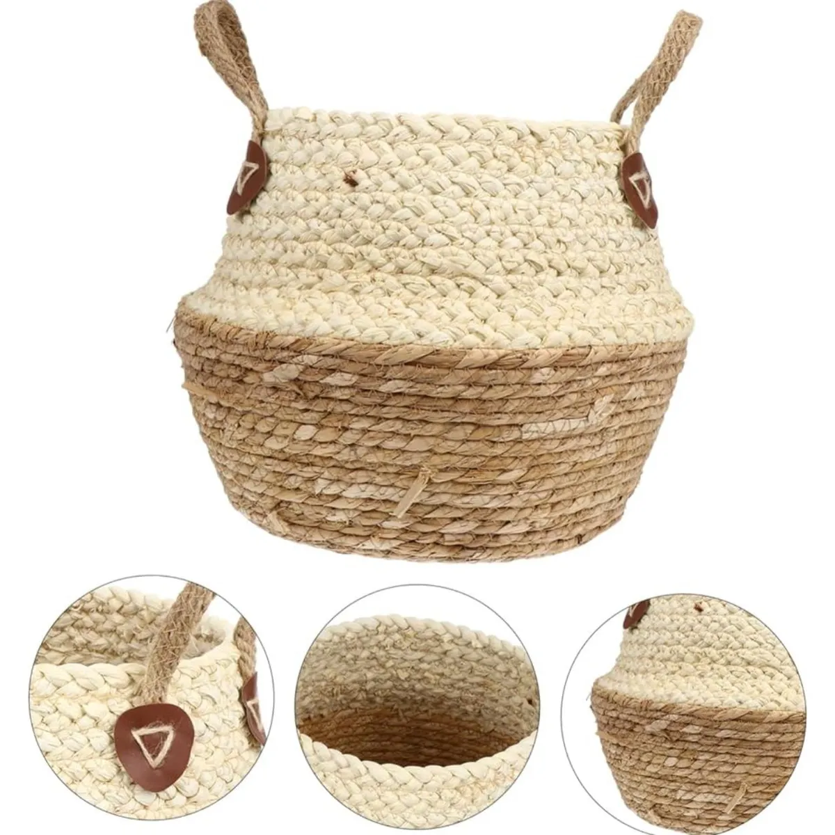 OEM - Macetero Cesto Canasto Maceta De Mimbre Tejida Plegable 35cm 2