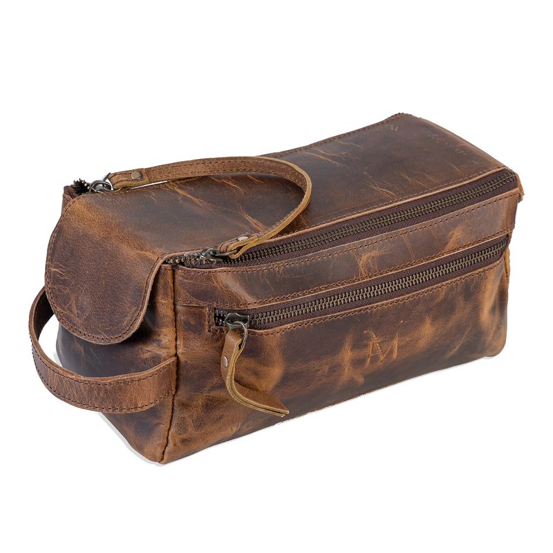 FRANZ MOSSI - Bolso Neceser Viajes Organizador de cuero natural Vintage Franz Mossi
