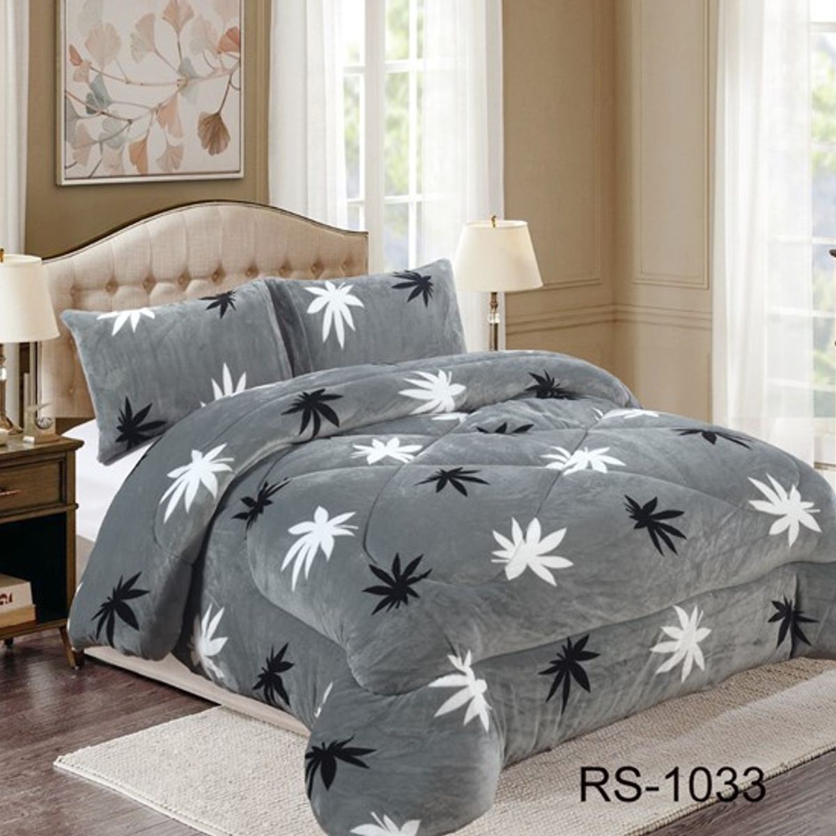 GENERICO - Cobertor de Invierno con Chiporro y Plush Gris 2 PLAZA  ROUSS