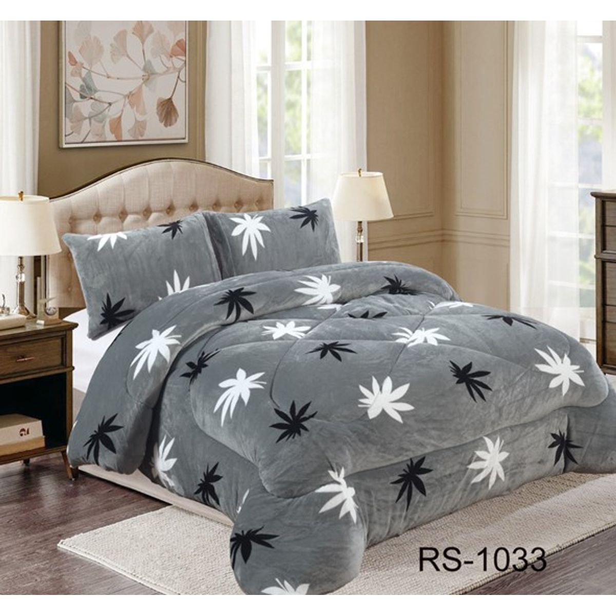 GENERICO - Cobertor de Invierno con Chiporro y Plush Gris 2 PLAZA  ROUSS