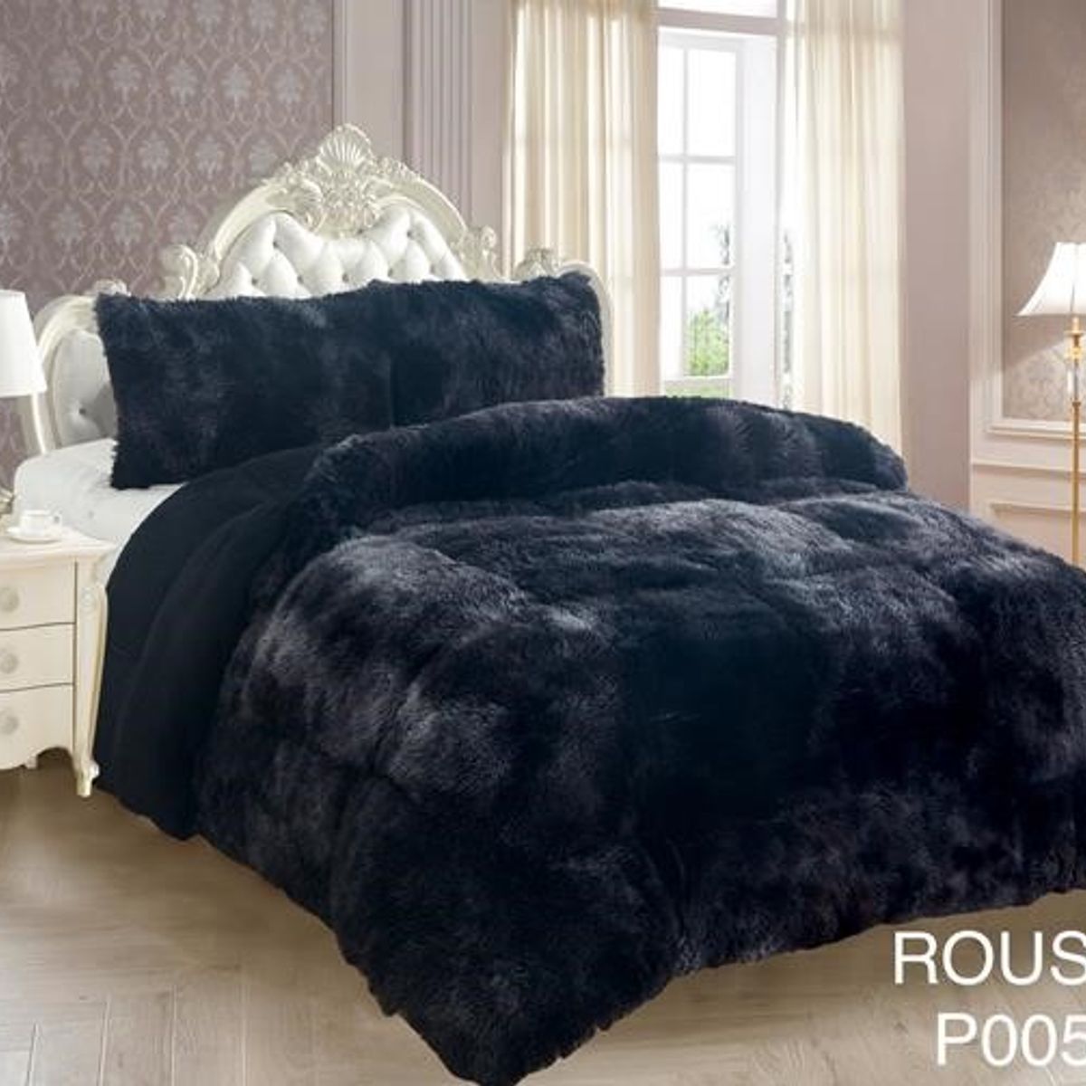 GENERICO - Cobertor de Invierno PELUDITO COLOR NEGRO 2 PLAZA  ROUSS