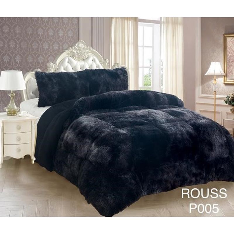 GENERICO - Cobertor de Invierno PELUDITO PLUSH COLOR NEGRO 2 PLAZA  ROUSS
