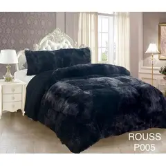 GENERICO - Cobertor de Invierno PELUDITO PLUSH COLOR NEGRO 2 PLAZA ROUSS