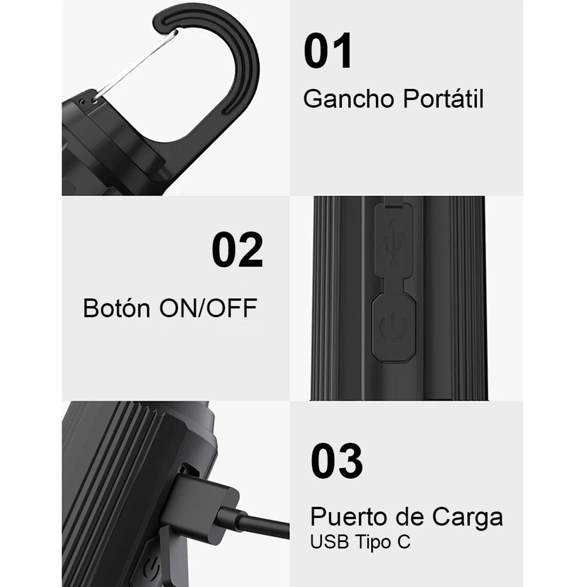 GENERICO - Lampara Portátil Tipo Ampolleta Led Camping Recargable