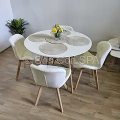 GENERICO - Comedor Mesa Eames melamina blanco 100cm + 4 Sillas Mariposa Wood Blanco