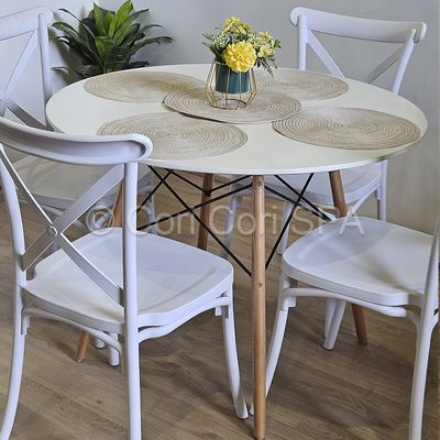 Imagen 2 del producto Juego de Comedor Mesa Melamina Blanca 100cm + 4 Sillas Danubio