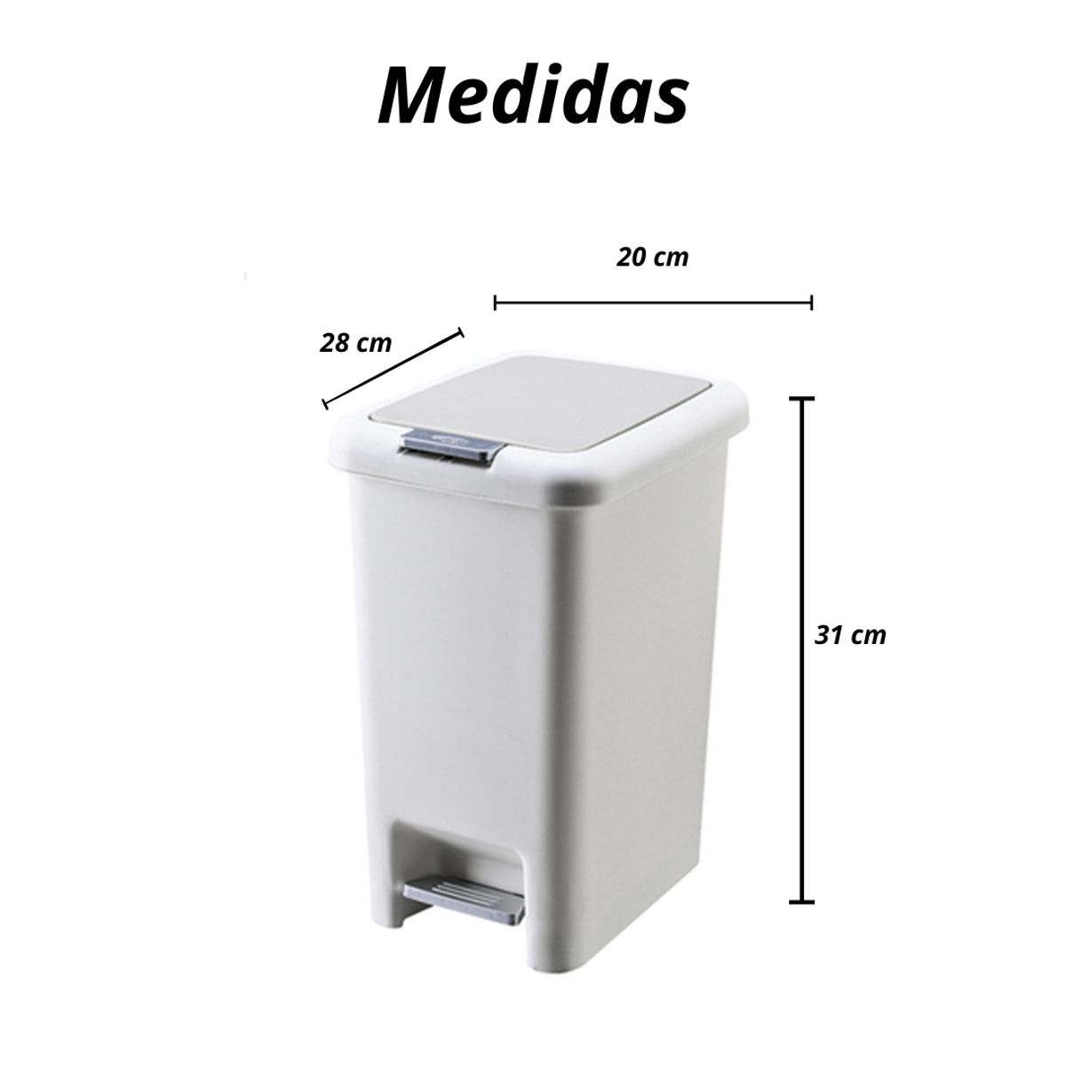 CRUSEC - Basurero Cocina Con Pedal Y Apertura A Presión De 8 Litros