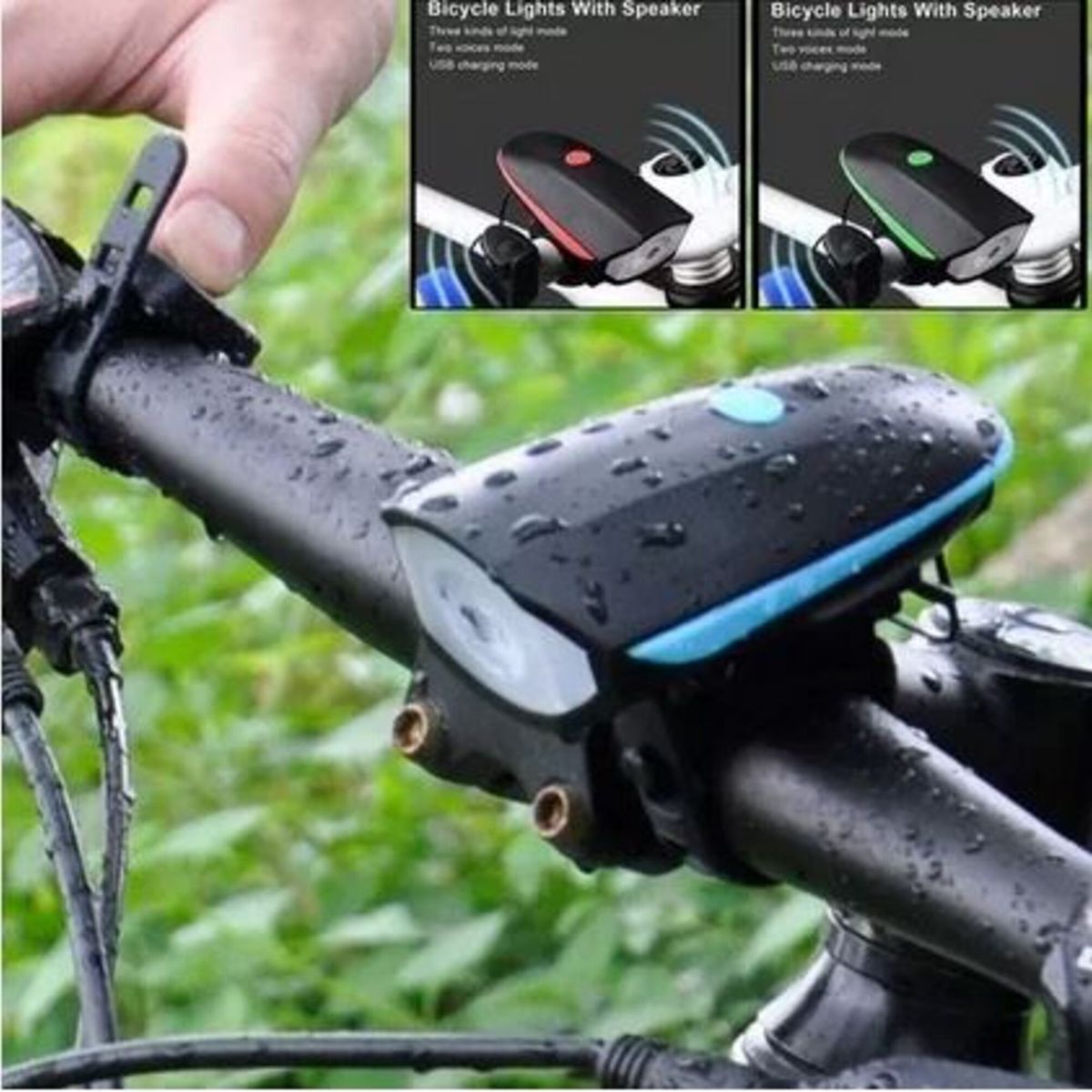 GENERICO - Luz bicicleta recargable Bocina usb 250 lms Color Azul