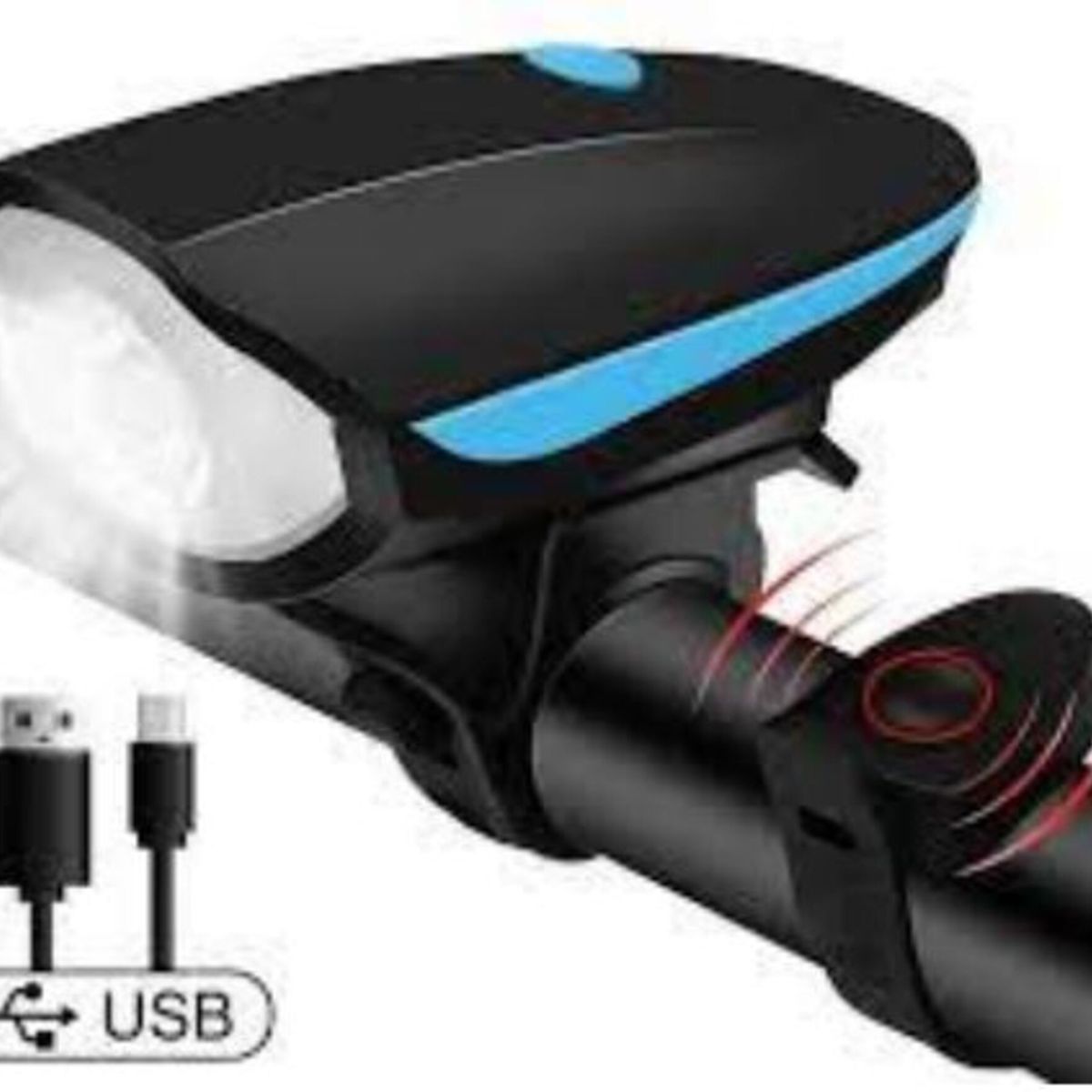 GENERICO - Luz bicicleta recargable Bocina usb 250 lms Color Azul