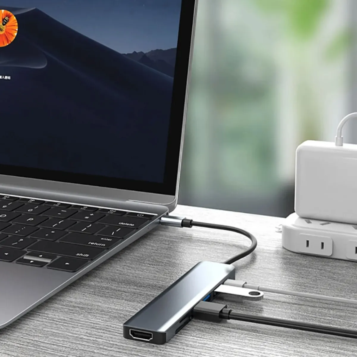 GENERICO - Docking Station Hub 7 En 1 USB-C 4k 60 Hz Compatible Mac, PC