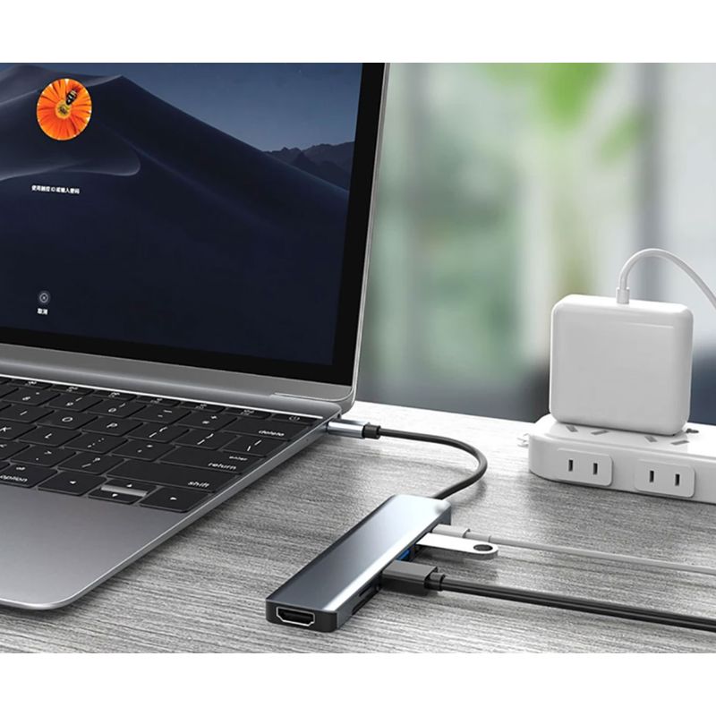 GENERICO - Docking Station Hub 7 En 1 USB-C 4k 30 Hz Compatible Mac, PC