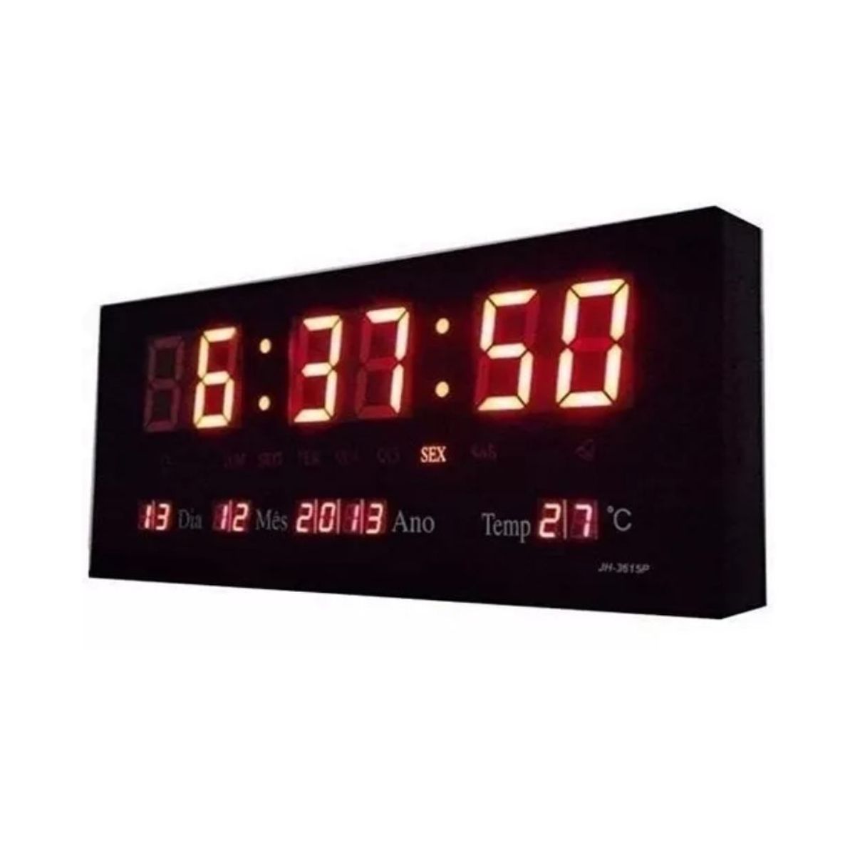 COMPRAPO - Reloj Calendario Temperatura Mural Led Digital Pared 36,5 X 15,5 Cm.