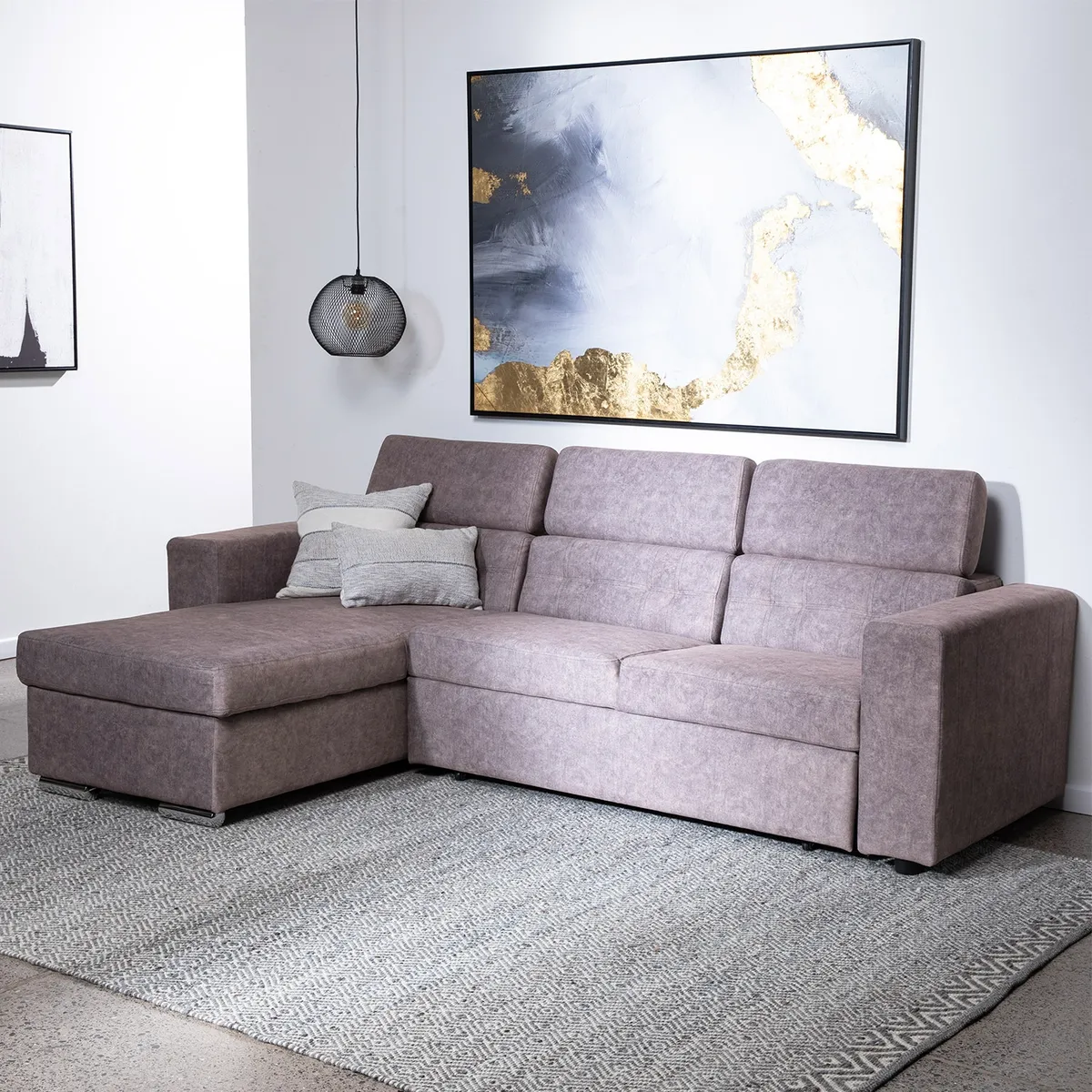 VYS SPA - SOFA CAMA DANTE BEIGE ORIENTACION BIDIRECCIONAL Y CABECERA ABATIBLE