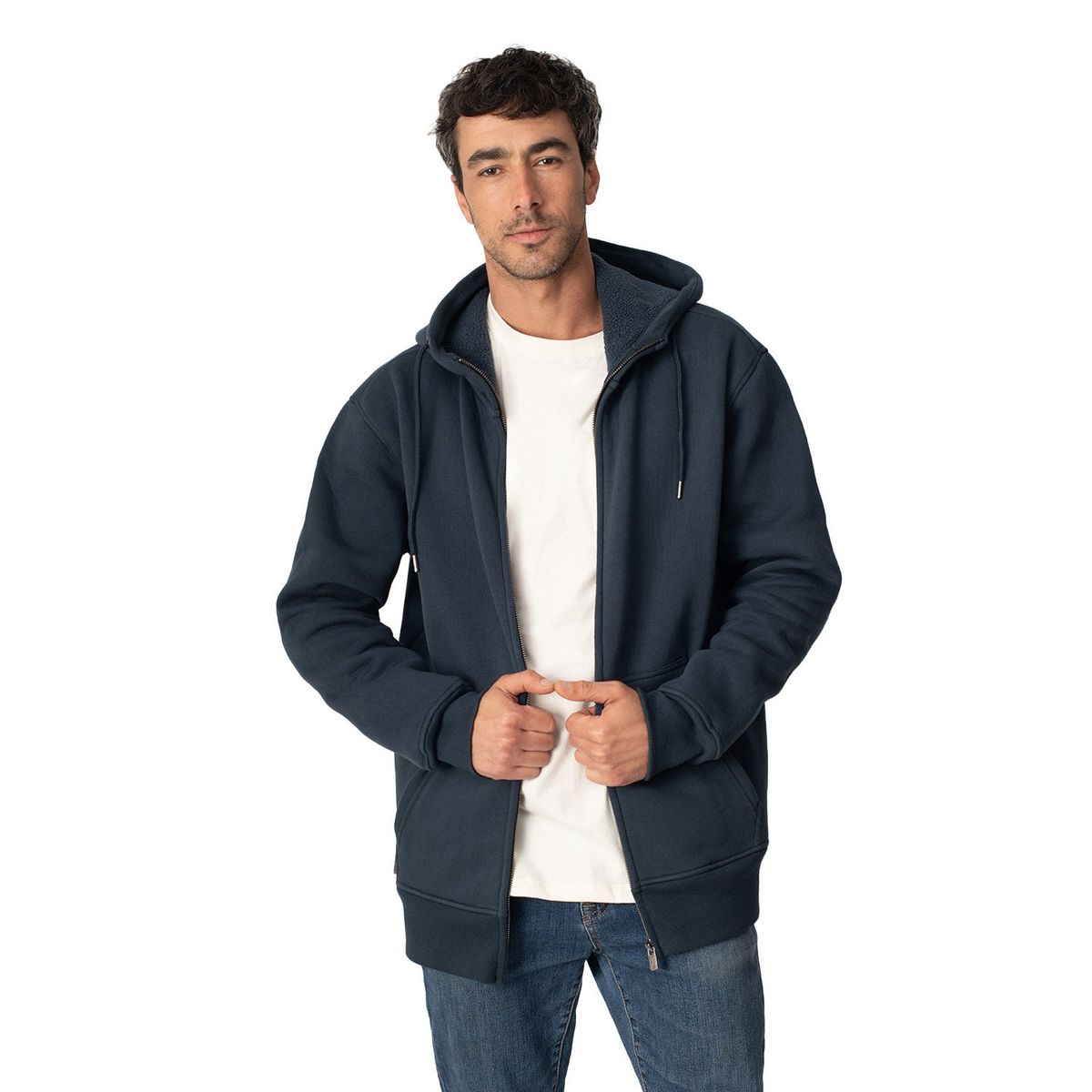 LENGA - Polerón Capucha Hombre Interior Polar Sherpa Puelo Lenga