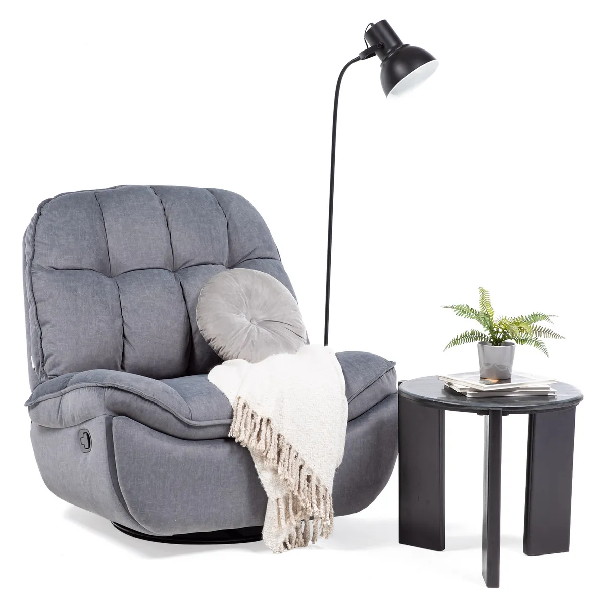 VYS SPA - BERGER  RECLINABLE GIRATORIO Y MESEDOR MILANIUM GREY